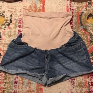 Indigo Blue denim maternity shorts